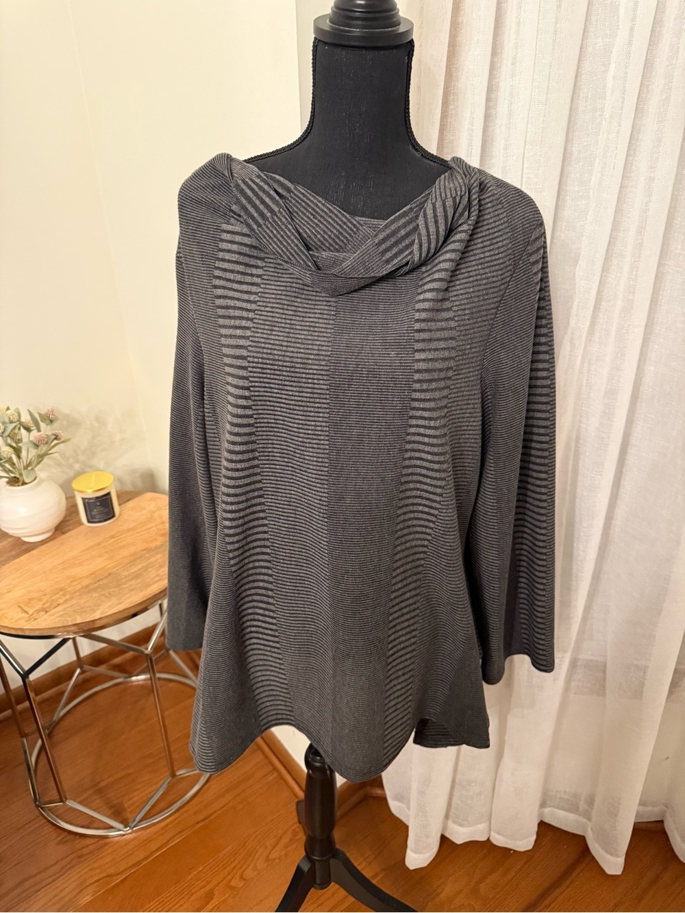 I.C by Connie Charcoal Gray Women's Cowl Neck Lightweight Sweater